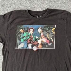 Demon Slayer Shirt Mens Large Black Tanjiro Nezuko Graphic Anime Manga Crew Tee